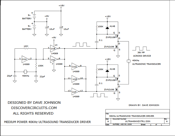 Medium Power 40KHz Ultrasound Transducer Driver