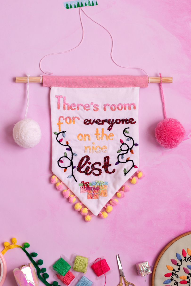 DIY Festive Hand Embroidery Wall Hanging Little White Socks