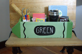fill a pallet wood box with goodies for the teacher
