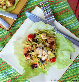 Balsamic Chicken Salad, grilled marinated chicken mixed up with slaw, vegetables and sauce. Make a day ahead, it's ready when you are, perfect for a summer lunch or dinner | Recipe developed by www.BakingInATornado.com | #recipe #chicken