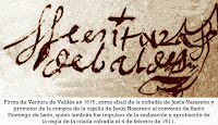 Firma de Ventura de Baldés el 21 de abril de 1615 para comprar la capilla donde se estableció la cofradía de Jesús Nazareno