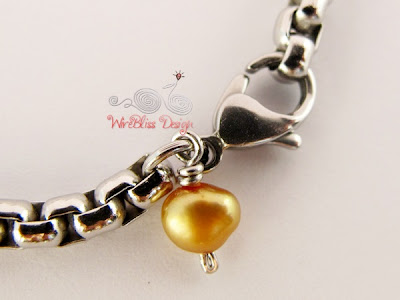 Wire Wrapped Minima Bracelet (Minlet) Charm with Gold pearl