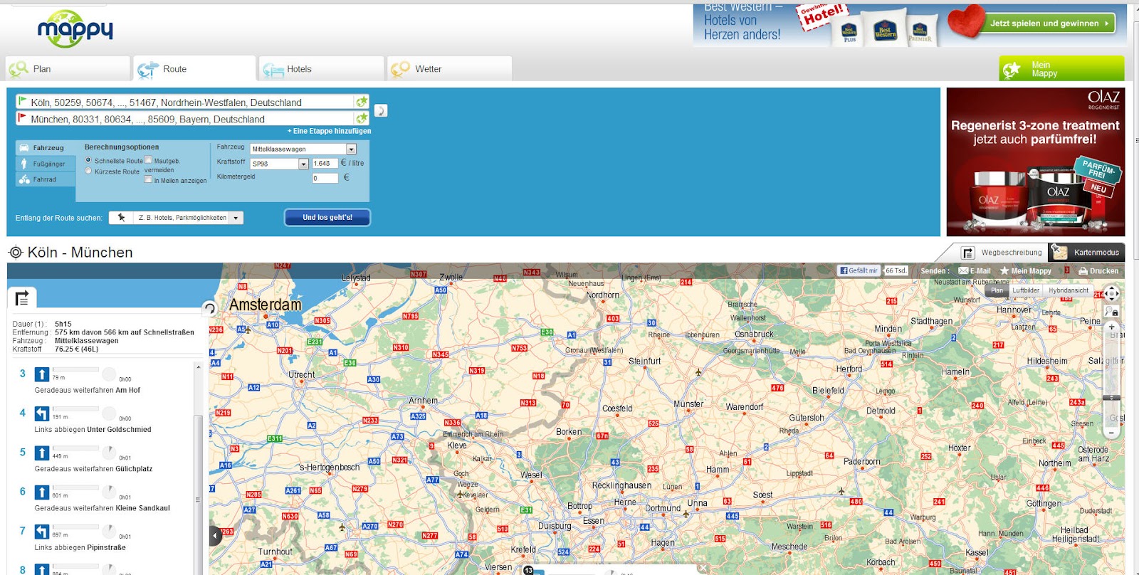 Routenplaner Test 2012 (5) - Map and Route und Mappy auf dem Papier ...
