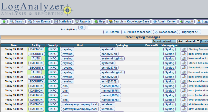 Figure (3.5) NTP Daemon ၏ အကျိုး သက်ရောက်မူ့ အား rSysLog Server မှ ကြည့်ခြင်း။