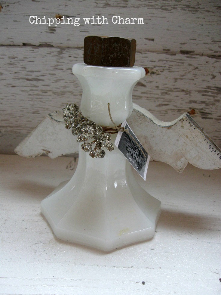 Chipping with Charm: Repurposed Candle Holder Angel...