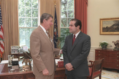 President Ronald Reagan and Antonin Scalia in 1986