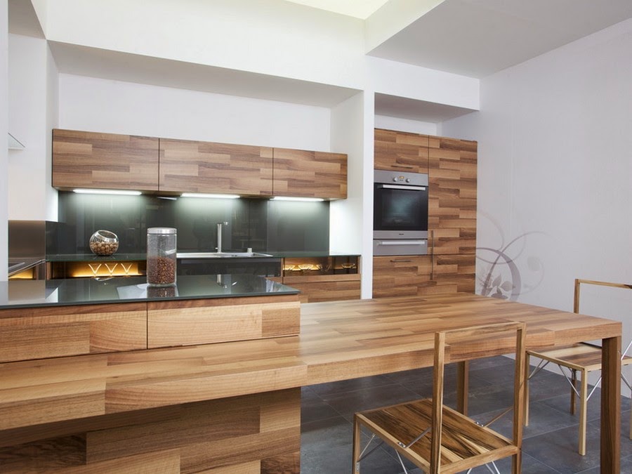 Much Beautiful Kitchen Design in Wood With Daring Glass Additions by ...