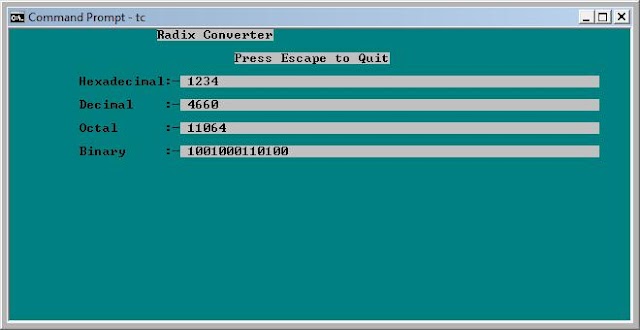 Write a C program that converts Hexadecimal value in Decimal, Octal and Binary value