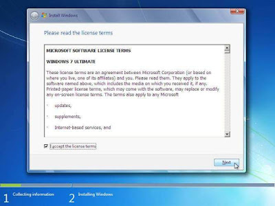 persetujuan install windows 7