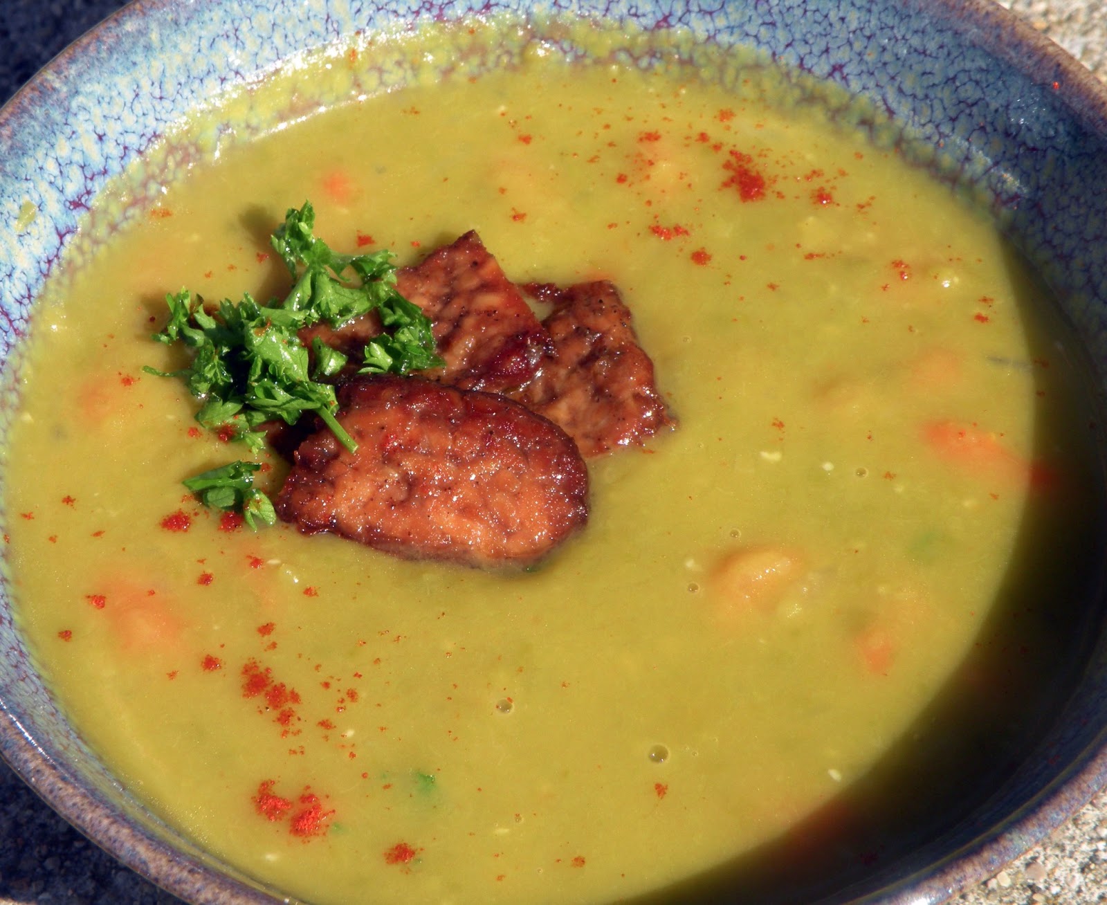lovesmiths Vegan Split Pea Soup with Smoky Tempeh