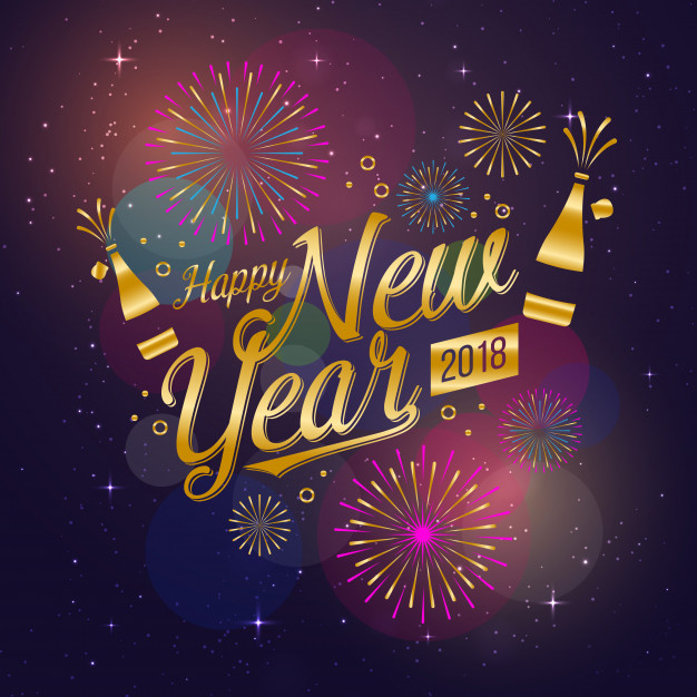 Modern Happy New Year 2018 Celebration Card Free Vector