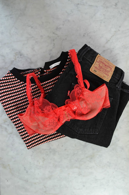 Red French Lace women's underwear By Silent Assembly. Selfridges. Curvessence 3D technology