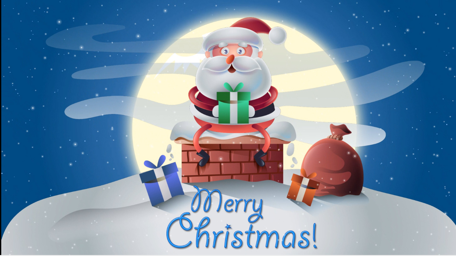 Santa Claus in the Chimney Screensaver - Animated Wallpapers