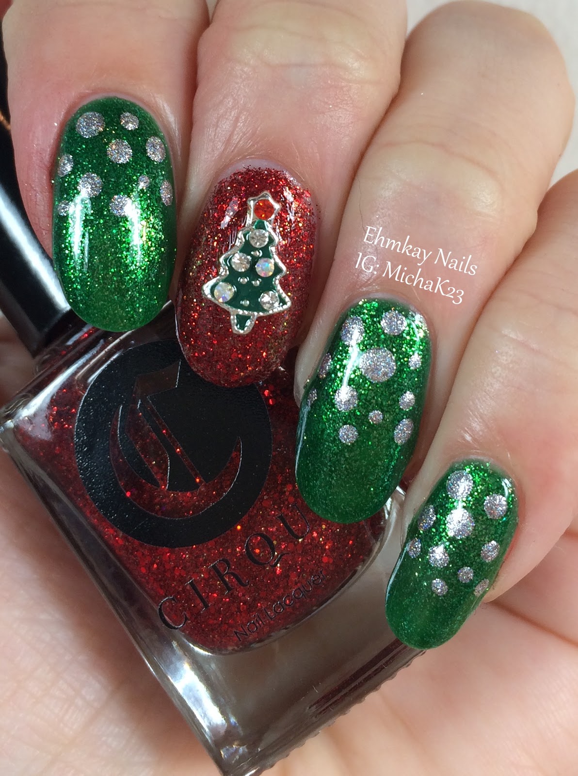 ehmkay nails: Christmas Tree Nail Jewelry and Easy Festive Nail Art