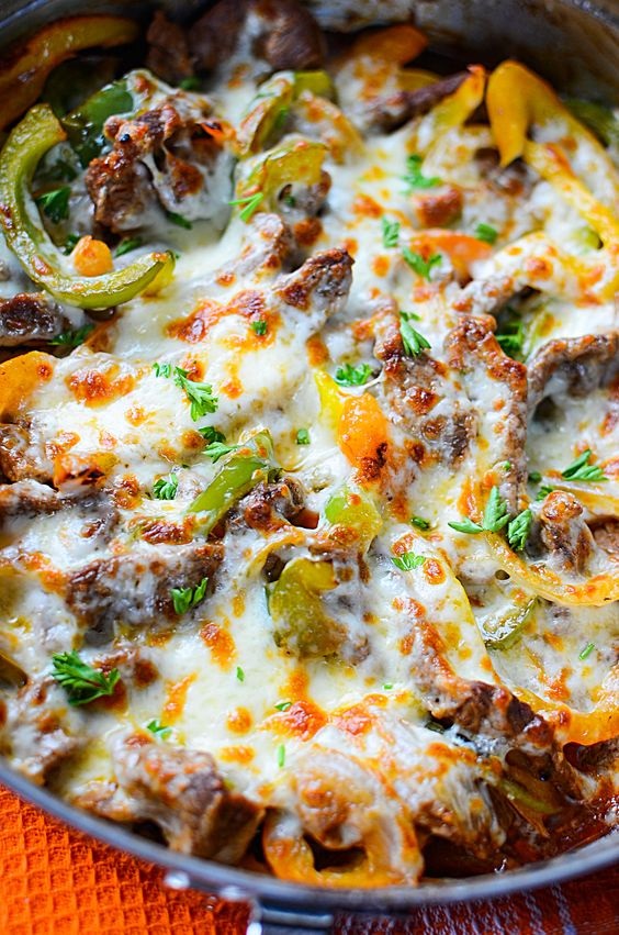 Low Carb Philly Cheesesteak Skillet