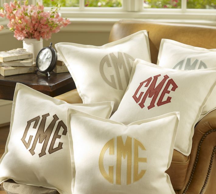applique monogram pillow