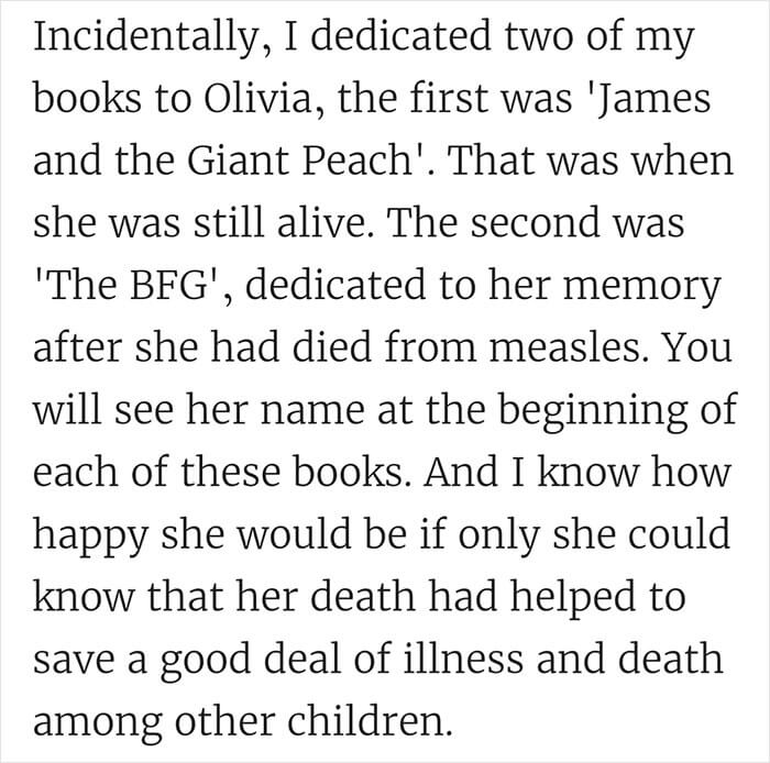 Roald Dahl Shut Down Anti-Vaxxers When He Lost His Daughter To Measles In 1962, And His Powerful Letter Is Still Relevant Today Roald Dahl Shut Down Anti-Vaxxers When He Lost His Daughter To Measles In 1962, And His Powerful Letter Is Still Relevant Today