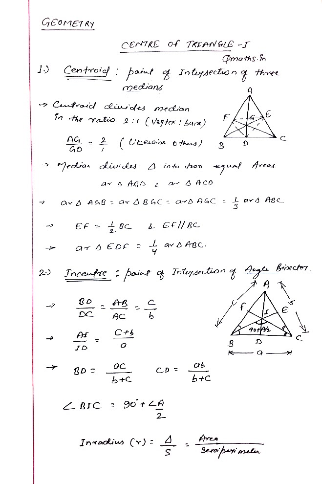 Centers of Triangle (Centroid, Incenter, Circumcenter, Orthocenter) for