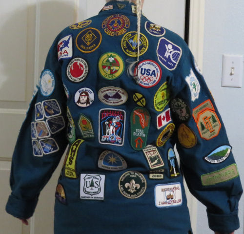 jacket covered with embroidered patches
