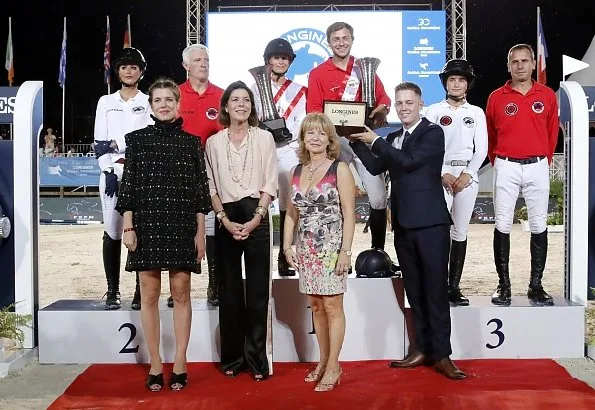 Princess Caroline of Hanover and Charlotte Casiraghi presented prizes to the winners. 2018 Monaco Longines Pro Am Cup show jumping contest