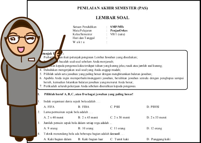 Soal UAS PJOK Kelas 7 Semester 1 Dan Kunci Jawaban