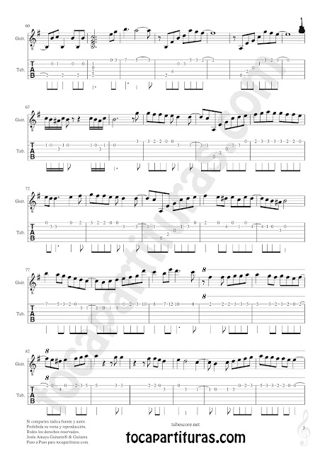PARTITURA 3 Partitura y Tablatura de Entre dos aguas Partituras para Guitarras Sheet Music for Guitar