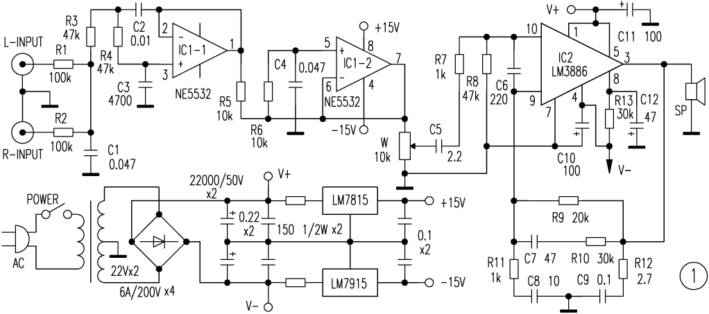 do it by self with wiring diagram: Lm 3886 Amplifier Circuit With Pcb