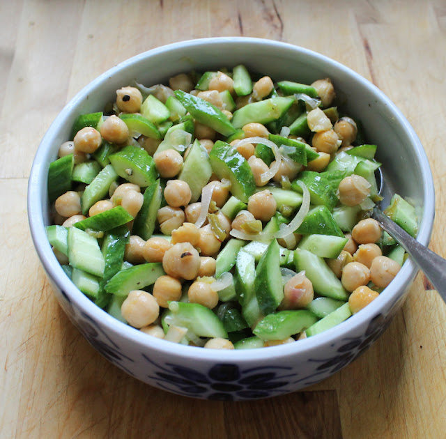Food Lust People Love: Chickpeas are fabulous for absorbing seasonings when warm, which adds such flavor to dishes like this spicy cucumber chickpea salad.