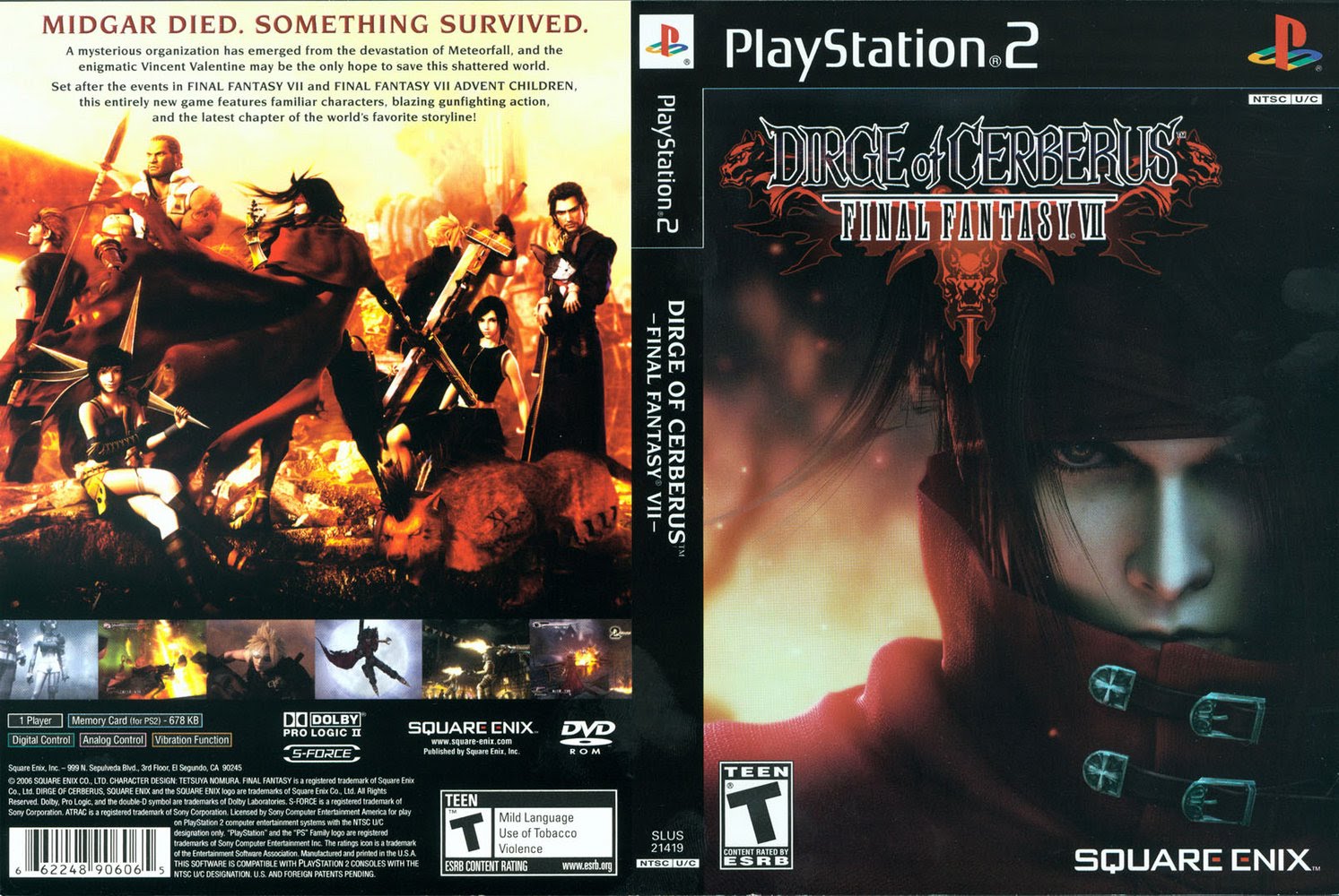 Fighting Collection PS2 Dirge of Cerberus Final Fantasy VII PS2 Fighting Collection PS2 Dirge of Cerberus Final Fantasy VII PS2
