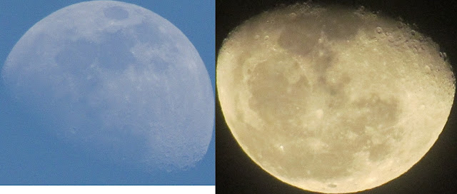 ירח קרוב וגדול (מימין) לעומת ירח רחוק וקטן (משמאל)
