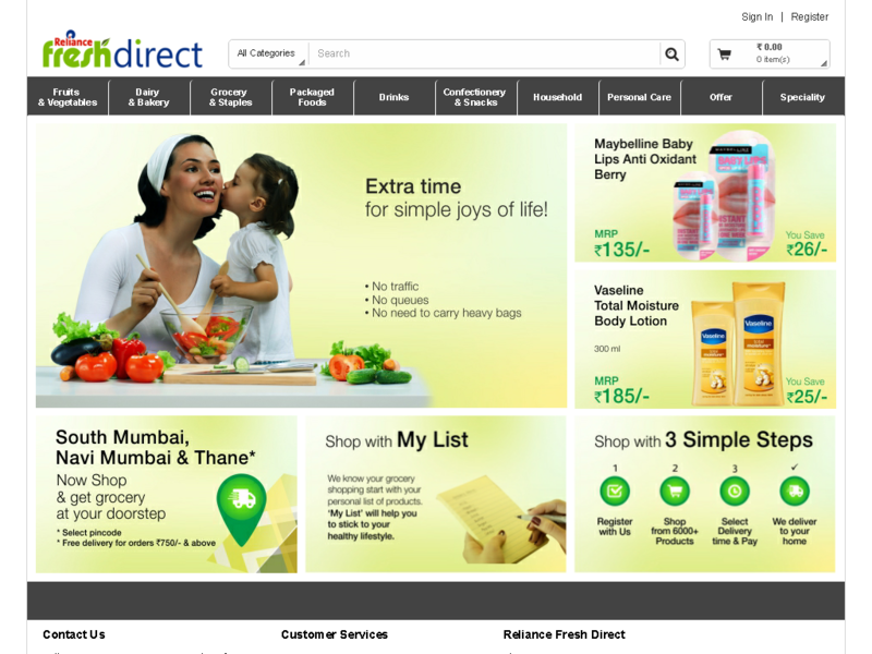 Buy Fruits, Vegetables and Groceries Online from RelianceFreshDirect