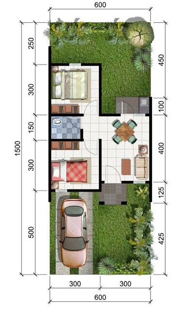 Koleksi Denah  Rumah  Minimalis Ukuran  6x15 meter 