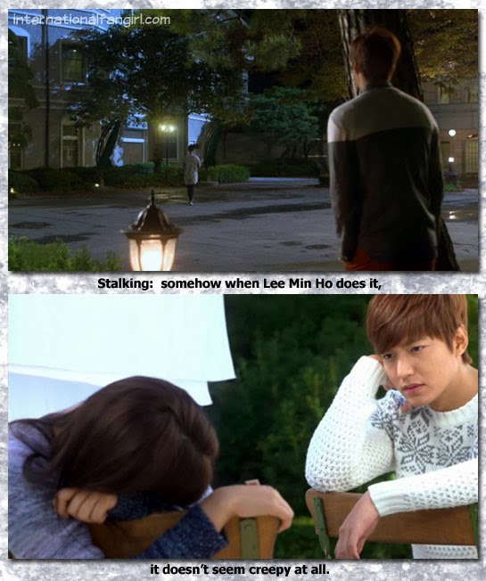 Kim Tan (Lee Min Ho) stalks Cha Eun Sang (Park Shin Hye) and it's not creepy at all!