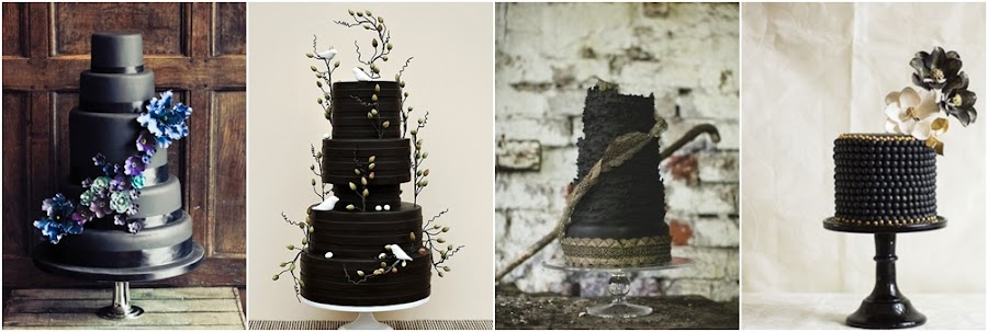 Tartas de fondant negro para bodas