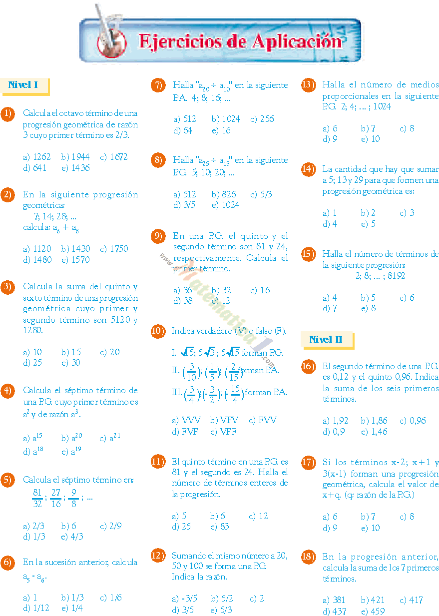 PROGRESIONES GEOMETRICAS EJERCICIOS RESUELTOS Y PARA RESOLVER PDF