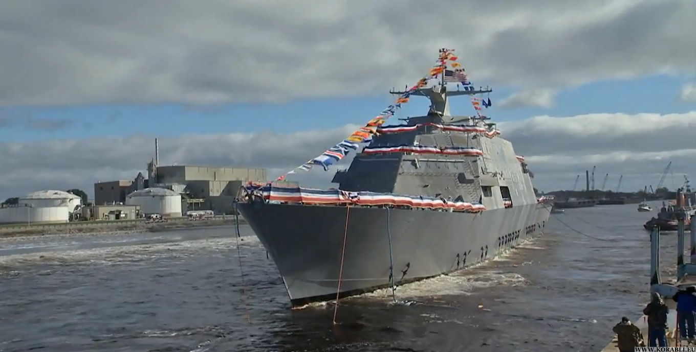 Kiểu hạ thủy độc đáo của tàu Mỹ Uss-detroit-lcs-7-spushchen-na