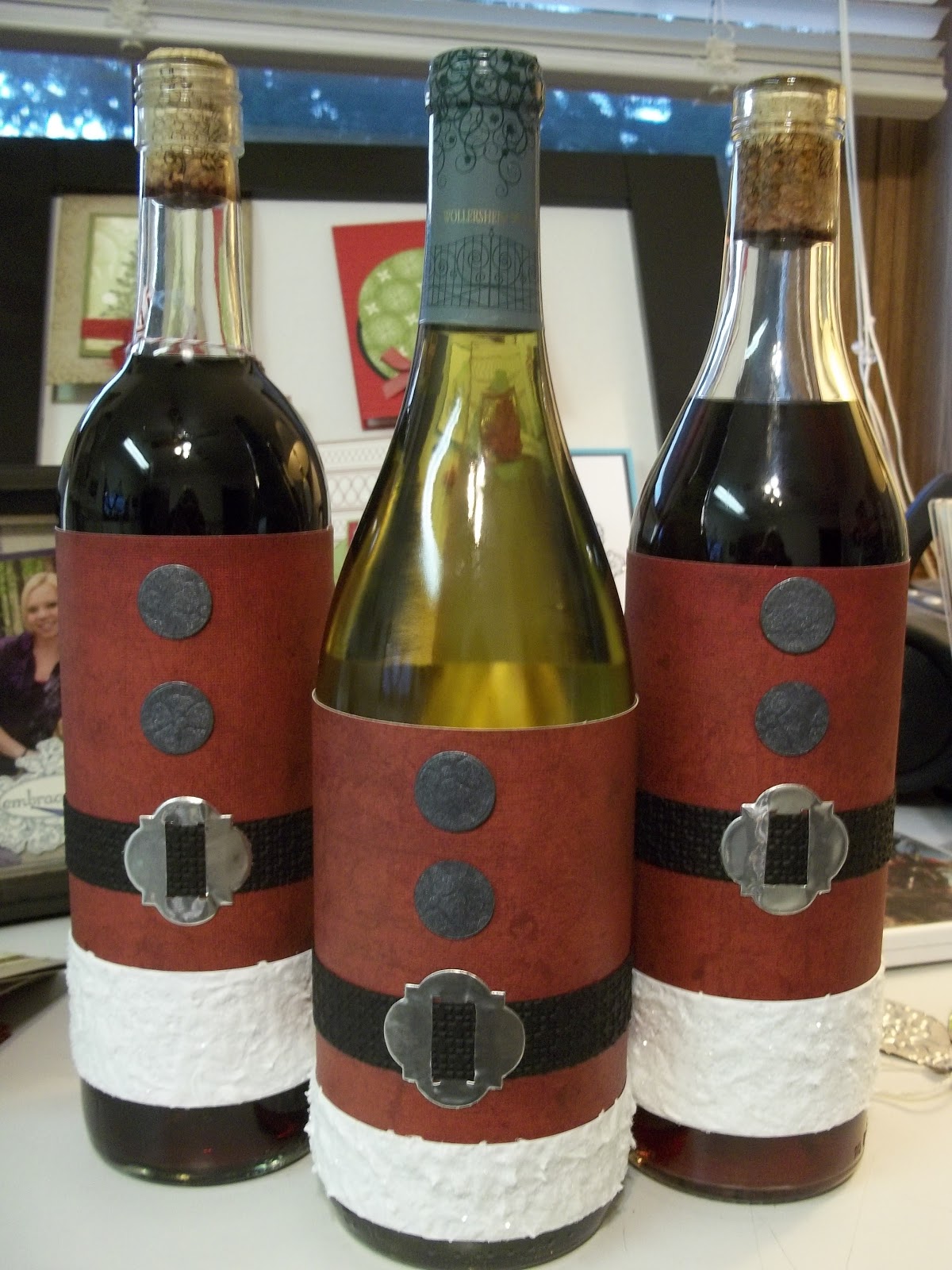 Christy's Crafting Creations Santa, Wine Bottle covers