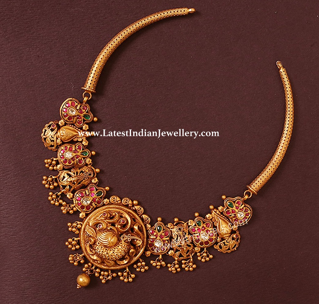 Gheru Polish Peacock Gold Necklace - Latest Indian Jewellery Designs