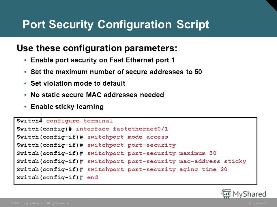 cisco switch port security cisco switch port security