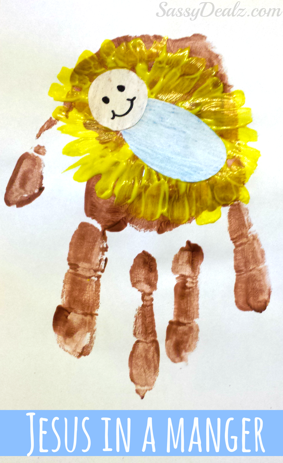DIY Baby Jesus In a Manger Handprint Craft For Kids Crafty Morning