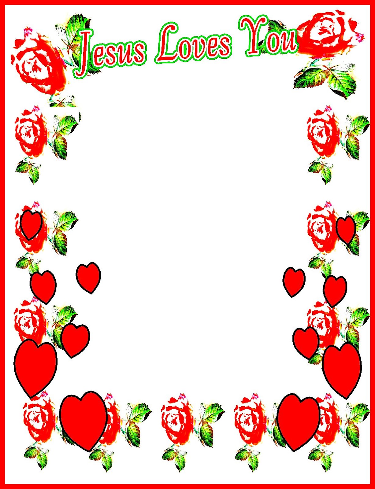 Christian Images In My Treasure Box: Jesus Loves You Borders / Valentine
