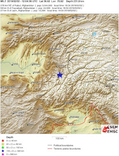Cutremur moderat cu magnitudinea de 5,7 grade in Afganistan, regiunea Hindu Kush