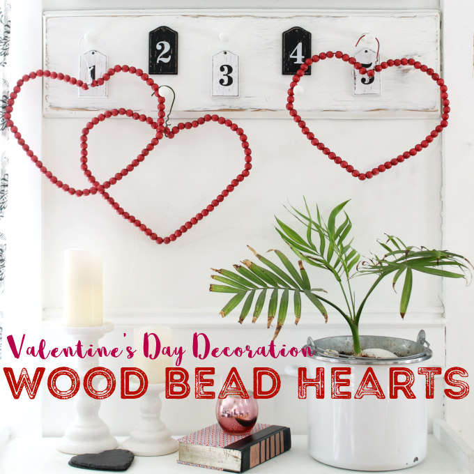 Valentine's Day Decoration - Wood Bead Hearts