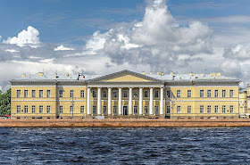 Quarenghi's building for the Academy of Sciences on the banks of the Neva river in St Petersburg