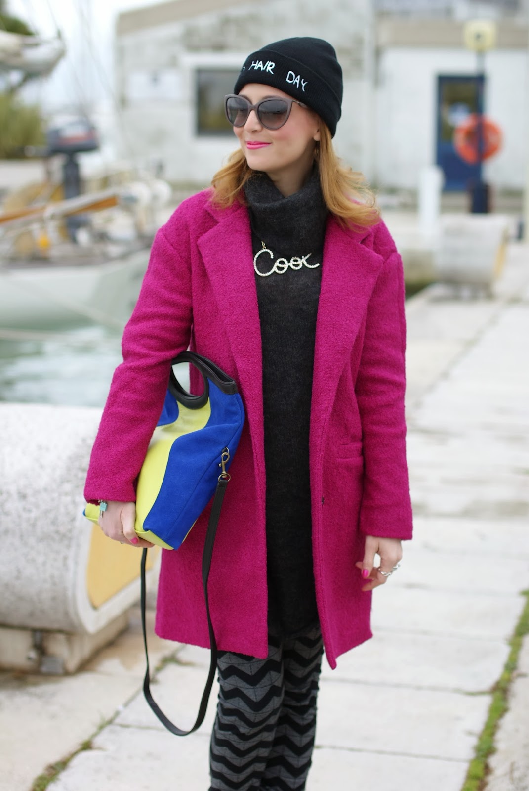 Fuchsia coat, color block bag | Fashion and Cookies - fashion and ...