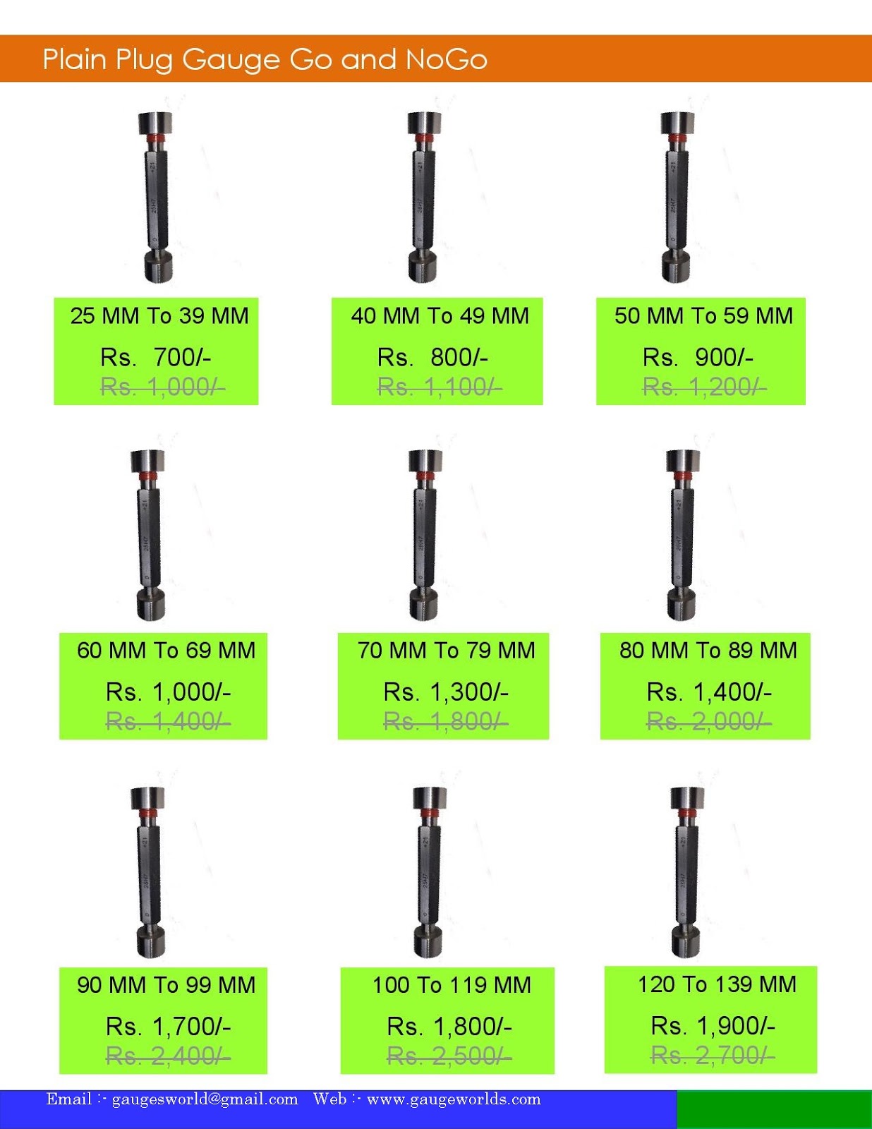 Geeta Engineering Works Plain Plug Gauge Price List
