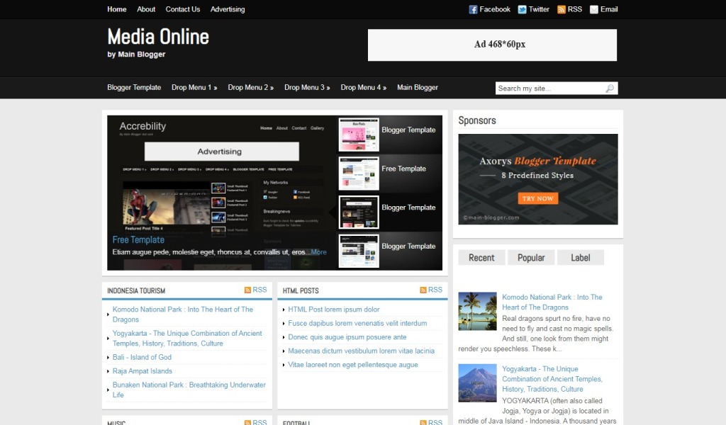 Media Online Blogger Template by Main Blogger
