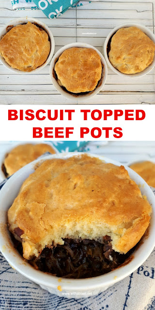 Have a cheap cut of Beef ? Turn them into super tender, shredded Beef Pots topped with a soft Biscuit topping
