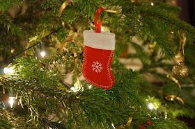 Christmas tree with stocking decoration on 