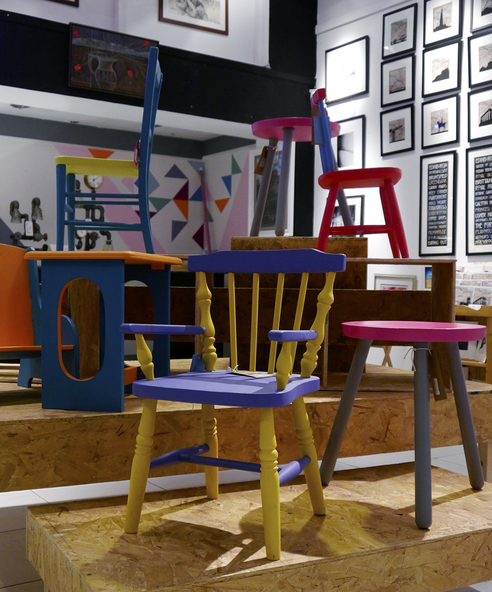 Bright Furniture at The Scottish Design Exchange The Scottish Design Exchange, Edinburgh shopping, alternative shopping in Edinburgh, Ocean Terminal, fashion, Scottish fashion blogger, colourful furniture